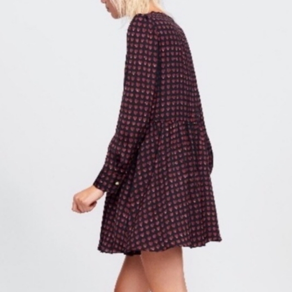 Zara Heart Print Smock Long Sleeve Dress Romper Size S - Picture 4 of 10